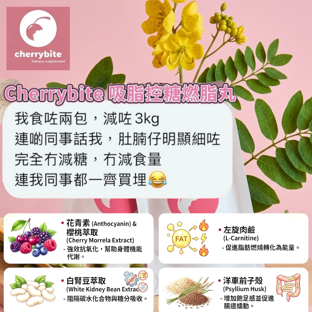 Cherrybite Fat-Burning and Sugar-Control 吸脂控糖燃脂丸💞買2 sets 送 1 set