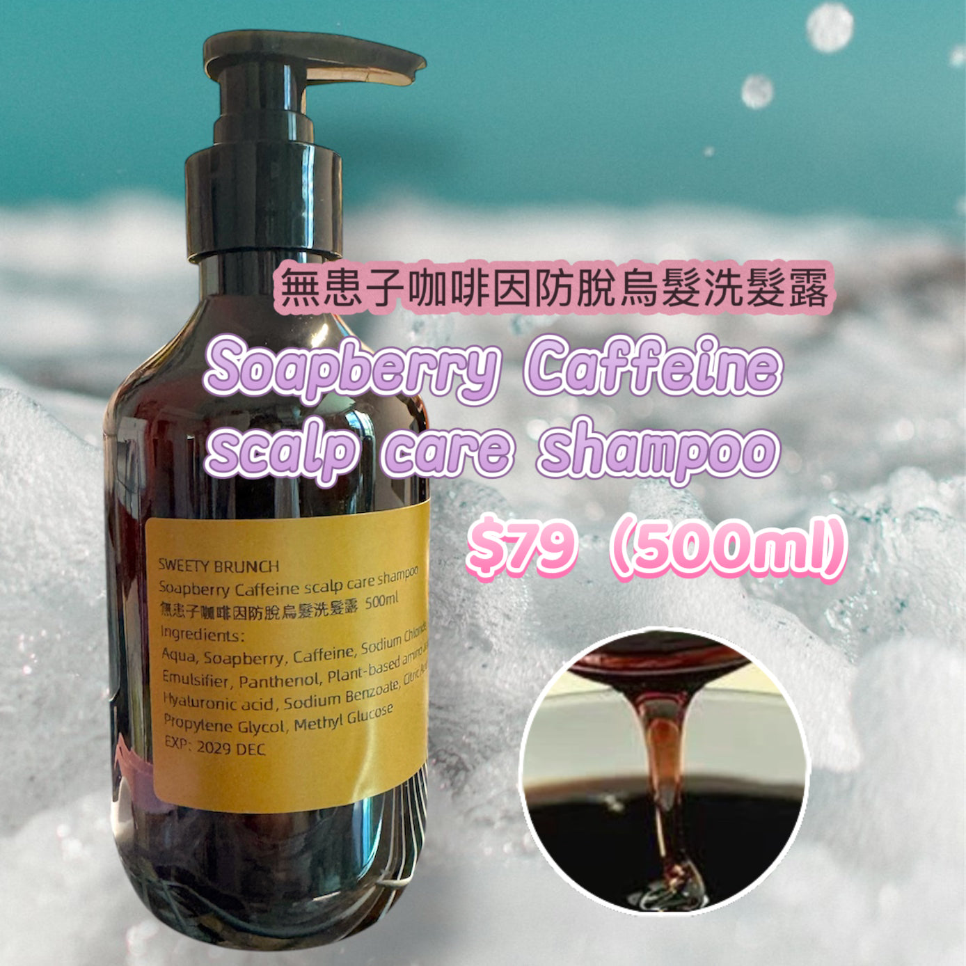 Soapberry Caffeine Scalp Care Shampoo 無患子咖啡因防脫烏髮洗髮露