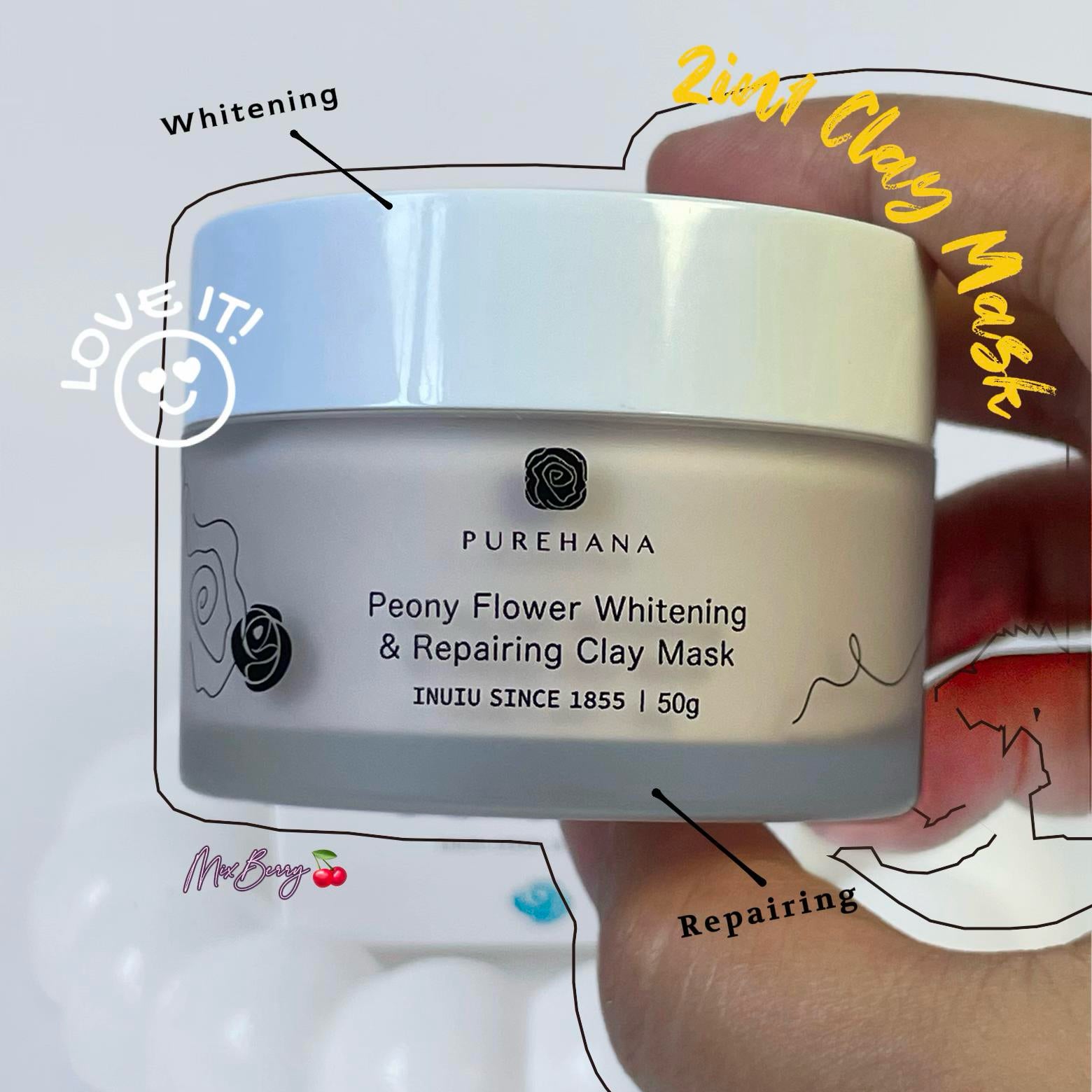 PureHana Peony Whitening and Repairing Clay Mask 牡丹花美白修復泥膜 50g